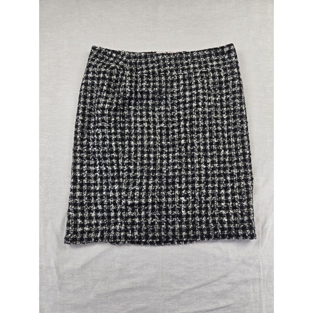 Evan-Picone Womens Black White Tweed Pencil Skirt Size 8 Wool Blend Professional